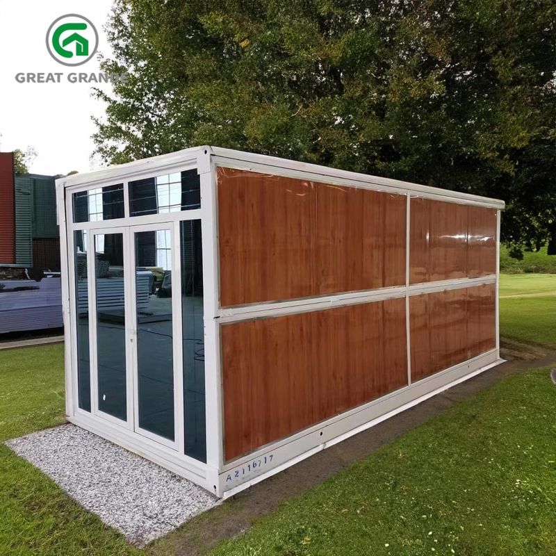 Kundengebundene faltende Behälter-Haus-Stahlglastür-Brown-Fertigwand verfügbar für Miete