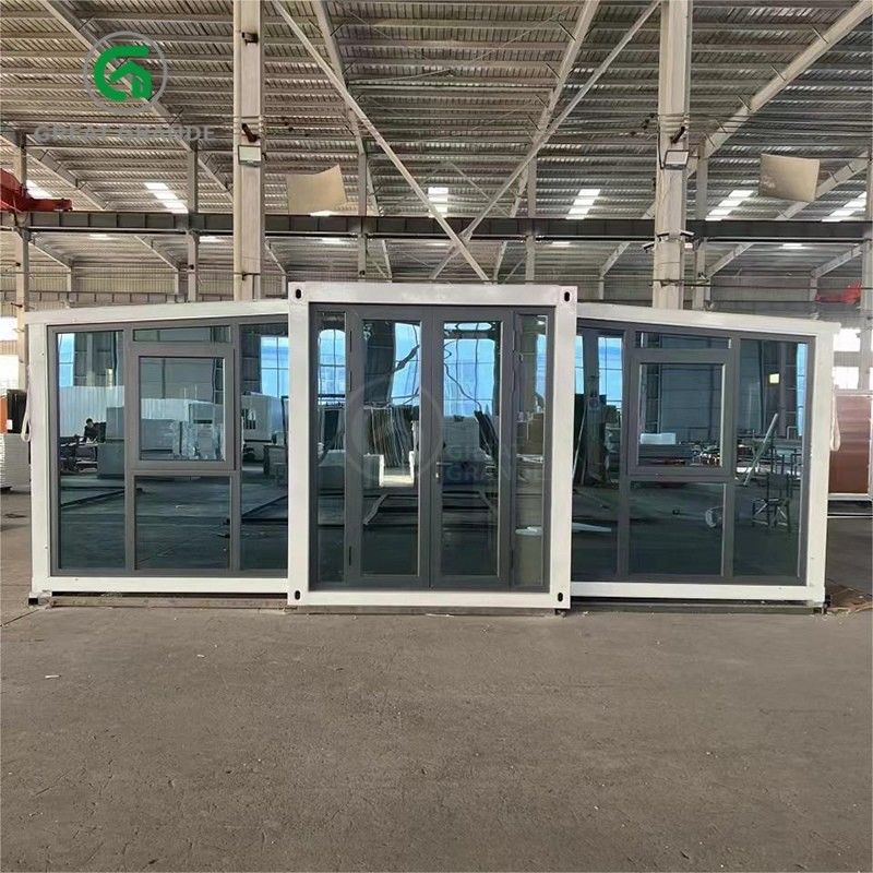 20ft Klappkleine Häuser Hersteller Braun Glas Tür zehn Minuten bauen galvanisierten Stahlrahmen