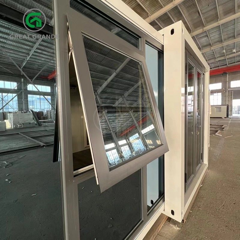 20ft Klappkleine Häuser Hersteller Braun Glas Tür zehn Minuten bauen galvanisierten Stahlrahmen