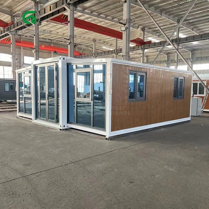 20ft Klappkleine Häuser Hersteller Braun Glas Tür zehn Minuten bauen galvanisierten Stahlrahmen